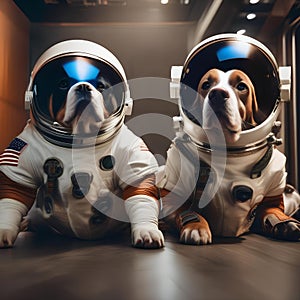 A group of dogs wearing astronaut suits and exploring space3