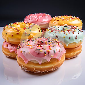 a group of donuts on a white plate