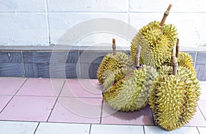 Group of durian on the floor