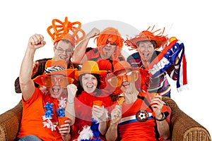 Group of Dutch soccer fans