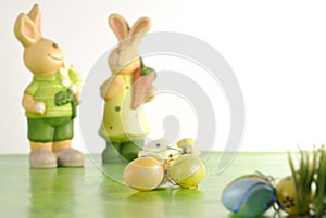 Group of Easter eggs and bunny