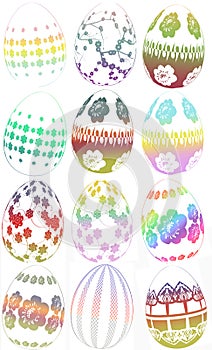 Group of easter eggs illustration