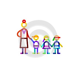 Group educator and three kids symbol kindergarten