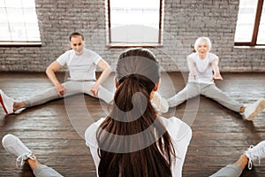 Group of elderly people doing exercises