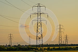 Group of electricity pylons