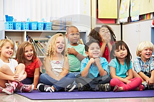 Group of Elementary Pupils In Classroom