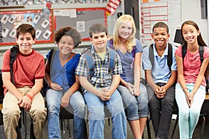 Group of Elementary Pupils In Classroom