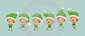 Group of elf santa helpers characters