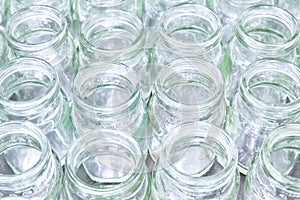 Group of empty glass jar in factory