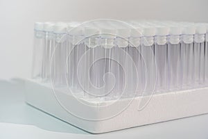 Group of empty vacuum venipuncture test tubes in laboratory