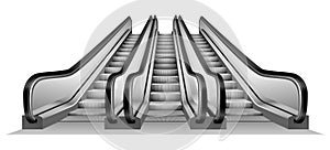 Group of escalator in metro mockup, realistic style