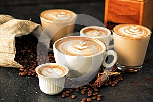 Group of espressos in all sizes photo