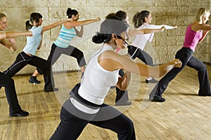 Group of exercising women