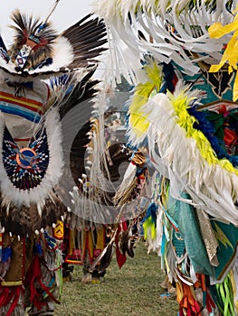 Group of Fancy Dancers at a Pow Wow  at Crow Fair in Montana