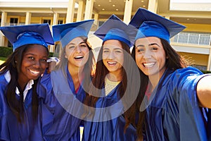 Group Of Female High School Students Celebrating Graduation
