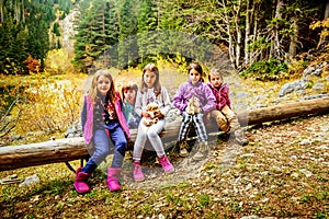 Group of female school friends hiking on Black Lake ( Crno jezero