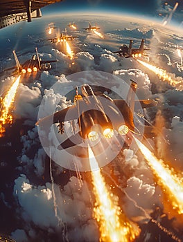 A group of fighter jets flying through the sky