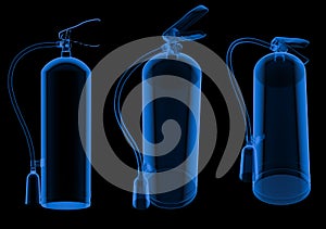 Group of fire extinguishers x-ray