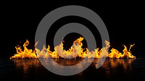 A group of fire flames on a black background