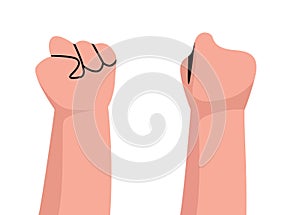 Group of fists raised up in air vector illustration