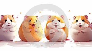 A group of five hamsters are standing next to each other, AI