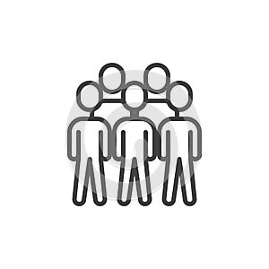 Group of five people line icon