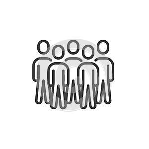 Group of five people line icon