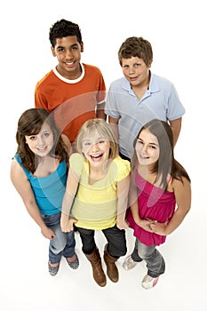 Group Of Five Young Children In Studio