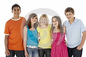 Group Of Five Young Children In Studio