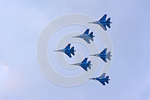 Group flight of russian highest pilotage team photo