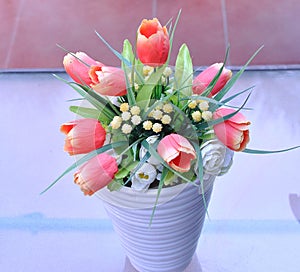 A group of flower in the vase that can be used for commercial purposes and mock up designs