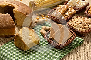 Group of food of Festa Junina, a typical brazilian party: Peanut