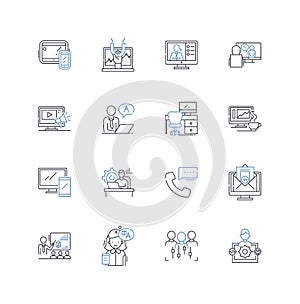 Group force line icons collection. Synergy, Unity, Cohesion, Collaboration, Teamwork, Synchronicity, Consensus vector photo