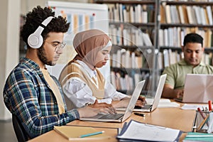 Students using computers in their study