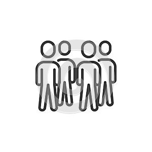 Group of four people line icon