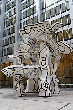 Group of Four Trees sculpture by Jean Dubuffet in the front of Chase Building in Lower Manhattan