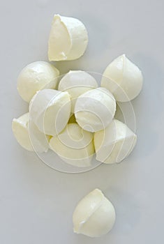 Group of fresh bocconcini balls of cheese