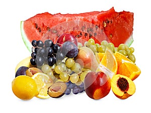 Group of fresh mixed fruits