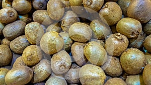 Group of fresh organic kiwis in a marketplace