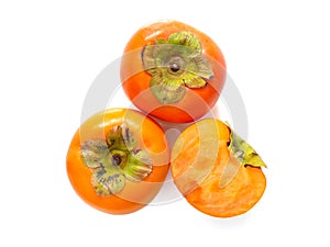 Group of fresh ripe persimmons