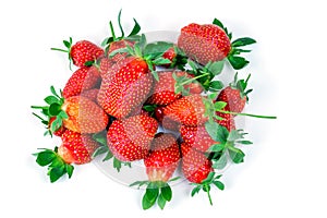 Group of a fresh strawberries on a white background