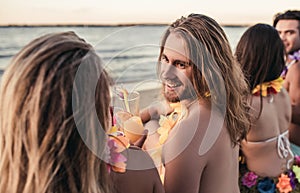 Group of friends on beach