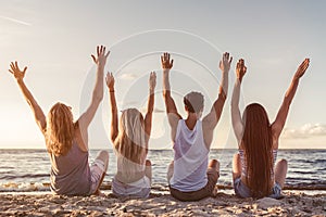 Group of friends on beach