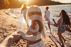 Group of friends on beach