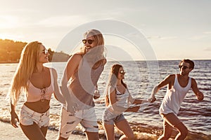 Group of friends on beach