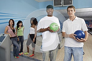 Group Of Friends At Bowling Alley