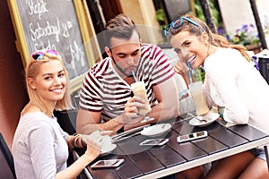 Group of friends in a cafe