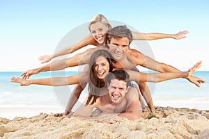 Group Of Friends Enjoying Beach Holiday