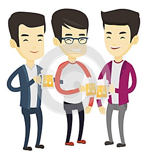 Group of friends enjoying beer at pub.