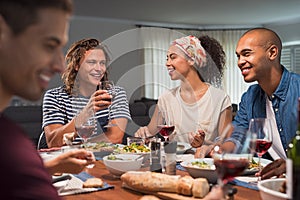 Group of friends enjoying dinner